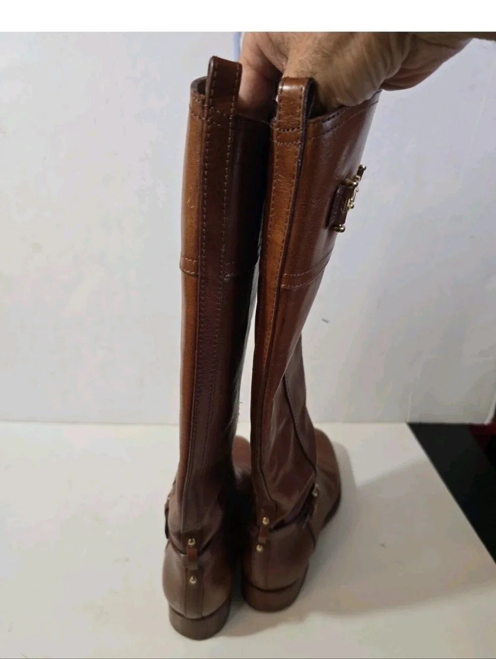 Tory Burch Womens Brown Leather Riding Boots - Classic Equestrian Style Size 7.5